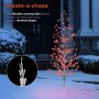 Alpine Corporation 60"H Indoor/Outdoor Artificial Christmas Tree with Red LED Lights, Silver
