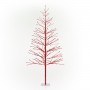 Alpine Corporation 60"H Indoor/Outdoor Artificial Christmas Tree with Red LED Lights, Silver