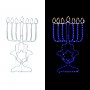 Alpine Corporation Hanukkah Menorah Decoration with Blue and White LED Lights
