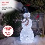 Alpine Corporation Large White Mesh Snowman Decoration with Bird Accents and LED Lights