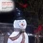 Alpine Corporation Large White Mesh Snowman Decoration with Bird Accents and LED Lights