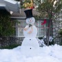 Alpine Corporation Large White Mesh Snowman Decoration with Bird Accents and LED Lights