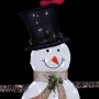 Alpine Corporation Large White Mesh Snowman Decoration with Bird Accents and LED Lights