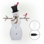 Alpine Corporation Large White Mesh Snowman Decoration with Bird Accents and LED Lights