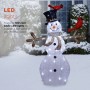 Alpine Corporation 74"H Outdoor Mesh Snowman Lawn Decoration with Red Birds and White LED Lights