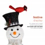 Alpine Corporation 74"H Outdoor Mesh Snowman Lawn Decoration with Red Birds and White LED Lights