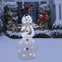 Alpine Corporation 74"H Outdoor Mesh Snowman Lawn Decoration with Red Birds and White LED Lights