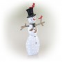 Alpine Corporation 74"H Outdoor Mesh Snowman Lawn Decoration with Red Birds and White LED Lights