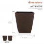 17" BROWN TEXTURED STONE-LOOK SQUARED PLANTERS-SET OF 2 -LG