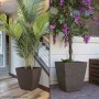 17" BROWN TEXTURED STONE-LOOK SQUARED PLANTERS-SET OF 2 -LG