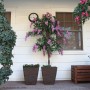 17" BROWN TEXTURED STONE-LOOK SQUARED PLANTERS-SET OF 2 -LG