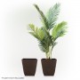 17" BROWN TEXTURED STONE-LOOK SQUARED PLANTERS-SET OF 2 -LG