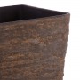 17" BROWN TEXTURED STONE-LOOK SQUARED PLANTERS-SET OF 2 -LG