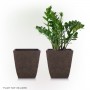 14" BROWN TEXTURED STONE-LOOK SQUARED PLANTERS-SET OF 2-MED