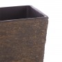 14" BROWN TEXTURED STONE-LOOK SQUARED PLANTERS-SET OF 2-MED