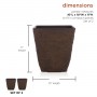 11" BROWN TEXTURED STONE-LOOK SQUARED PLANTERS-SET OF 2 -SM 
