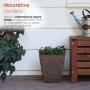 11" BROWN TEXTURED STONE-LOOK SQUARED PLANTERS-SET OF 2 -SM 