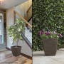 11" BROWN TEXTURED STONE-LOOK SQUARED PLANTERS-SET OF 2 -SM 