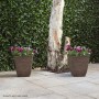 11" BROWN TEXTURED STONE-LOOK SQUARED PLANTERS-SET OF 2 -SM 