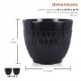 BLACK STONE-LOOK DIAMOND DESIGN PLANTER W/DRAINAGE-SET OF 2