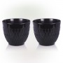 BLACK STONE-LOOK DIAMOND DESIGN PLANTER W/DRAINAGE-SET OF 2