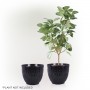 BLACK STONE-LOOK DIAMOND DESIGN PLANTER W/DRAINAGE-SET OF 2