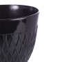 BLACK STONE-LOOK DIAMOND DESIGN PLANTER W/DRAINAGE-SET OF 2