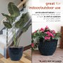 Alpine Corporation Indoor/Outdoor Stone-look Planters with Drainage Holes, Blue (Set of 2)