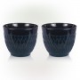 Alpine Corporation Indoor/Outdoor Stone-look Planters with Drainage Holes, Blue (Set of 2)