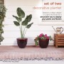 Alpine Corporation Indoor/Outdoor Stone-look Planters with Drainage Holes, Red (Set of 2)