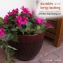 RED STONE-LOOK DIAMOND DESIGN PLANTER W/DRAINAGE-SET OF 2