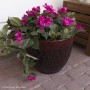 RED STONE-LOOK DIAMOND DESIGN PLANTER W/DRAINAGE-SET OF 2