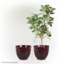 RED STONE-LOOK DIAMOND DESIGN PLANTER W/DRAINAGE-SET OF 2