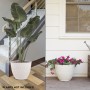WHITE STONE-LOOK DIAMOND DESIGN PLANTER W/DRAINAGE-SET OF 2 