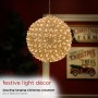 Alpine Corporation 8"H Indoor/Outdoor Twinkling Sphere Hanging Ornament with Warm White LED Lights