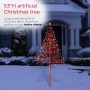 53" Festive Red Christmas Tree with Warm White LED Lights 