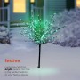 39" Foil Tree Branch Lighted Decor Stake with Green LED Lights