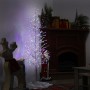 Alpine Corporation 39"H Indoor/Outdoor Metallic Foil Tree Stake Holiday Decoration with Red LED Lights