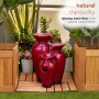 3-TIER RUSTIC RED CERAMIC-LOOK JARS FOUNTAIN