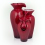 3-TIER RUSTIC RED CERAMIC-LOOK JARS FOUNTAIN