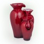 3-TIER RUSTIC RED CERAMIC-LOOK JARS FOUNTAIN