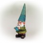 15" Blue Hat Gnome Garden Statue with Blue Water Can on Hand