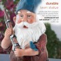 Alpine Corporation 12" Tall Outdoor Hunting Garden Gnome with Red Shirt Yard Statue, Multicolor