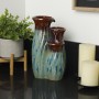 Alpine Corporation 11"H Indoor Tiered Glossy Ceramic Vase Tabletop Fountain, Brown/Blue