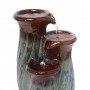 Alpine Corporation 11"H Indoor Tiered Glossy Ceramic Vase Tabletop Fountain, Brown/Blue