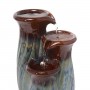 3-TIER GLOSSY BLUE SPECKLED CERAMIC VASE TABLETOP FOUNTAIN