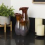 Alpine Corporation 11"H Indoor Tiered Glossy Ceramic Vase Tabletop Fountain, Brown/Gray
