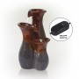 3-TIER GLOSSY BROWN AND GRAY CERAMIC VASE TABLETOP FOUNTAIN