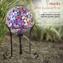 10" SOLAR MOSAIC GAZING BALL WITH METAL STAND