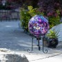 10" SOLAR MOSAIC GAZING BALL WITH METAL STAND